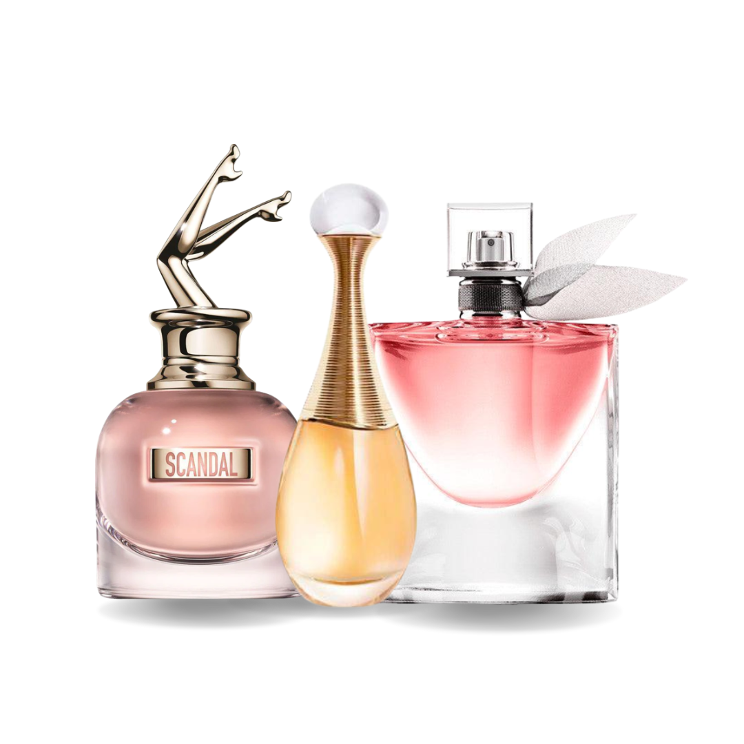 Set 3 parfumuri SCANDAL, J'ADORE și LA VIE EST BELLE 100 ml